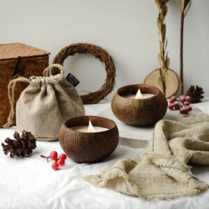 Kokosnuss-Duftkerze im Geschenkbeutel